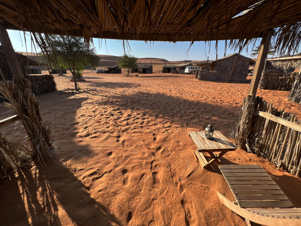 Blick aus meiner kleinen Hütte im Nomadic Desert Camp
