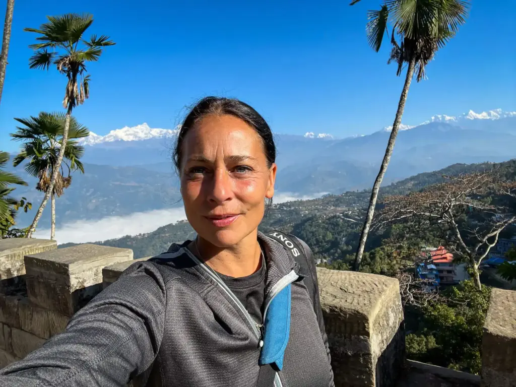 Blick vom alten Königspalast in Gorkha Richtung Himalaya